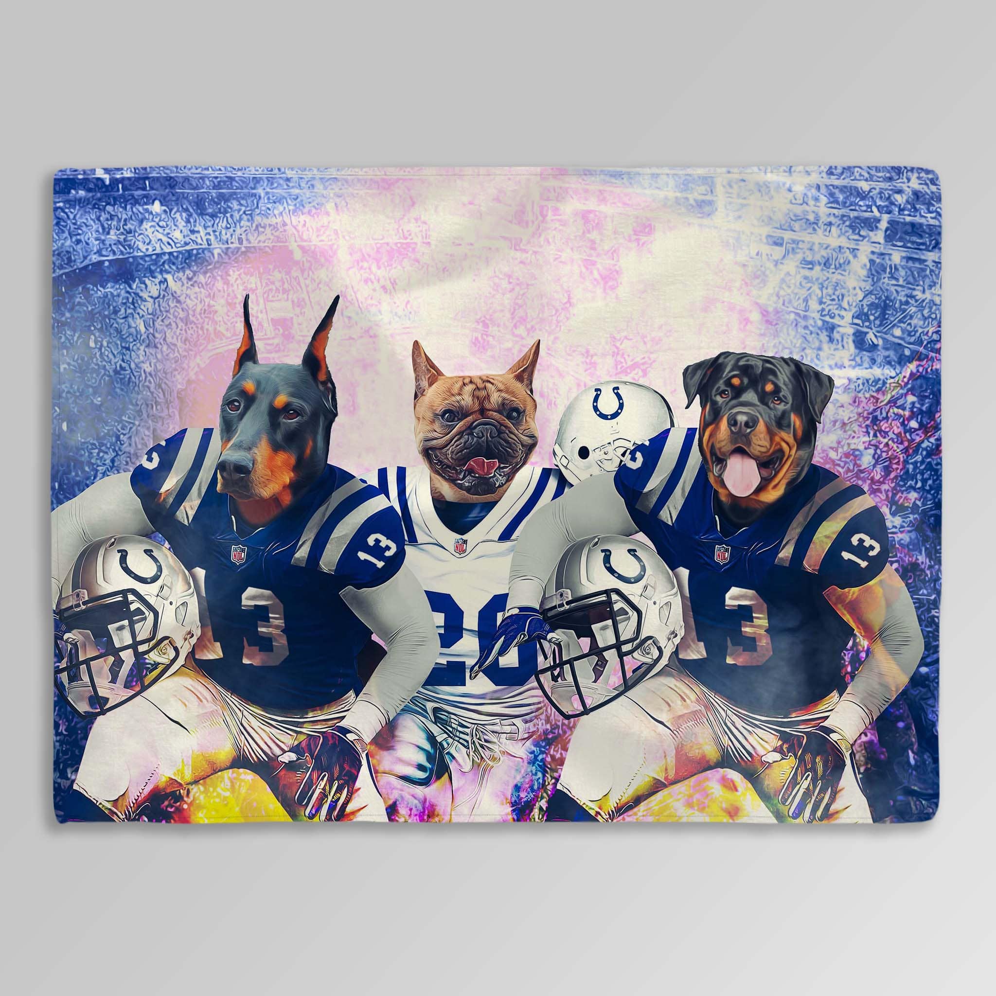 &#39;Indianapolis Doggos&#39; Personalized 3 Pet Blanket