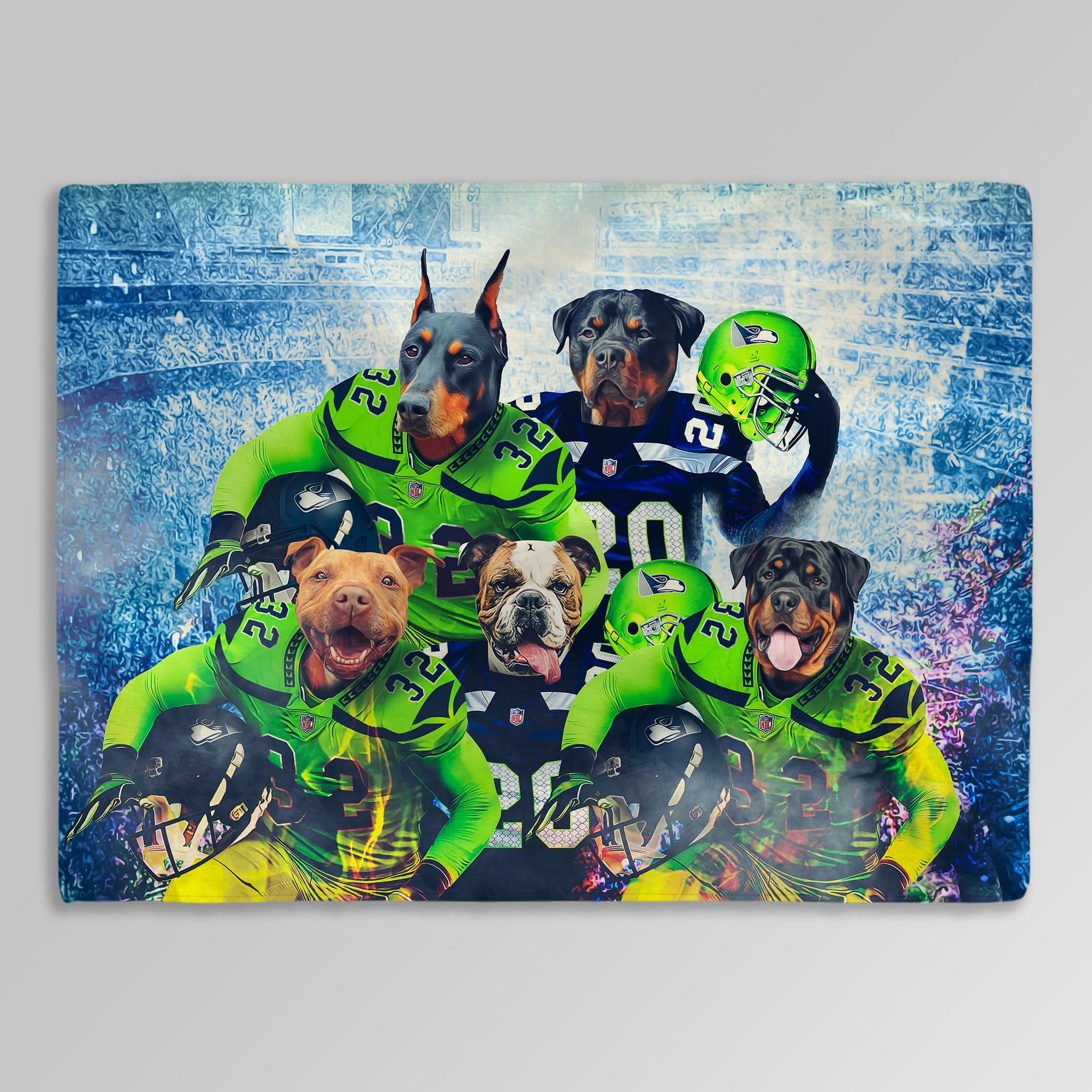 &#39;Seattle Doggos&#39; Personalized 5 Pet Blanket