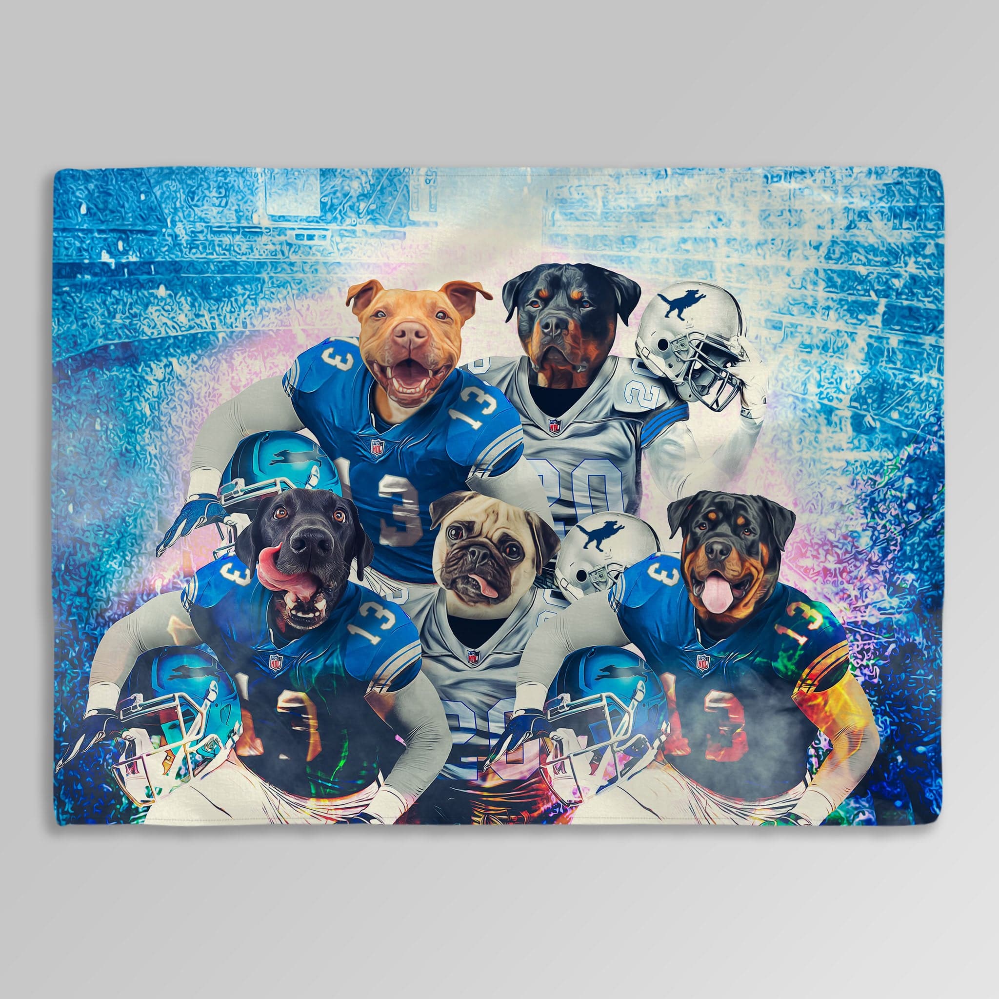 &#39;Detroit Doggos&#39; Personalized 5 Pet Blanket