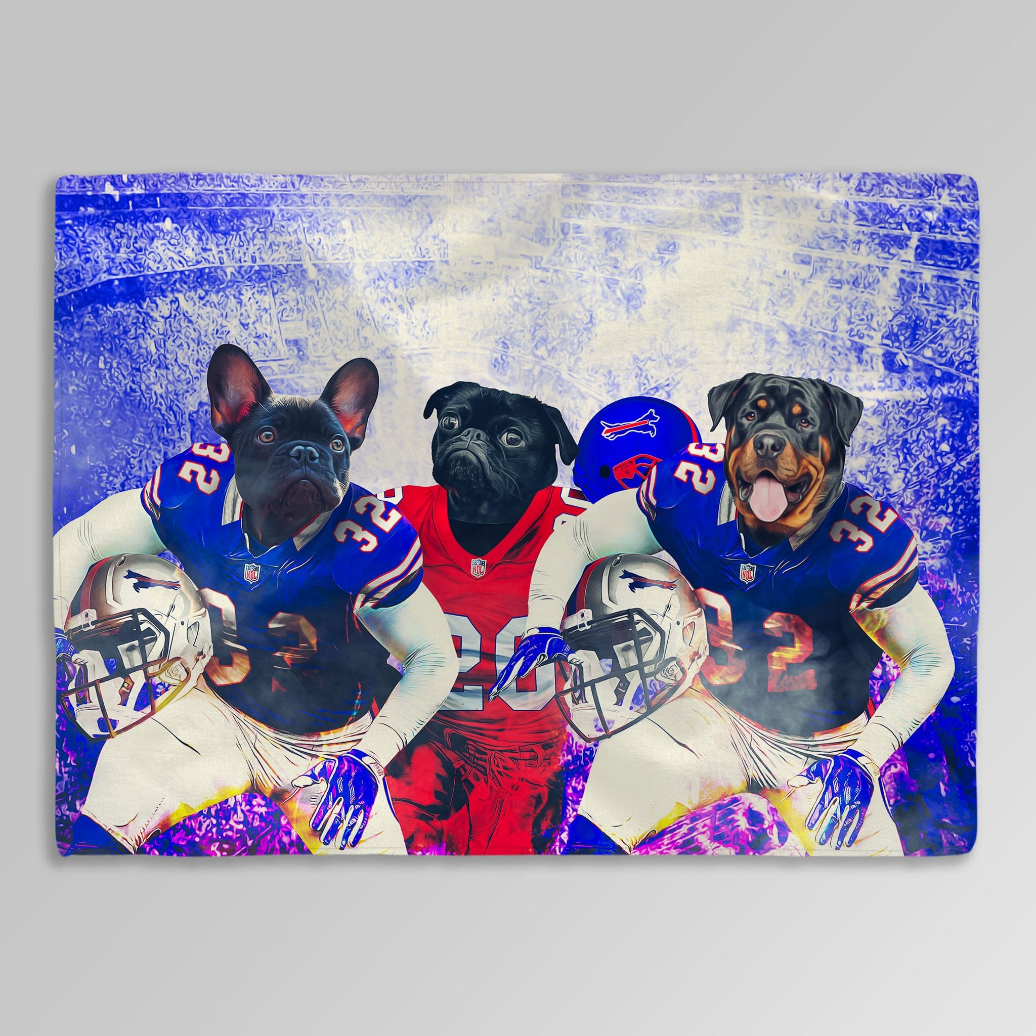 &#39;Buffalo Doggos&#39; Personalized 3 Pet Blanket