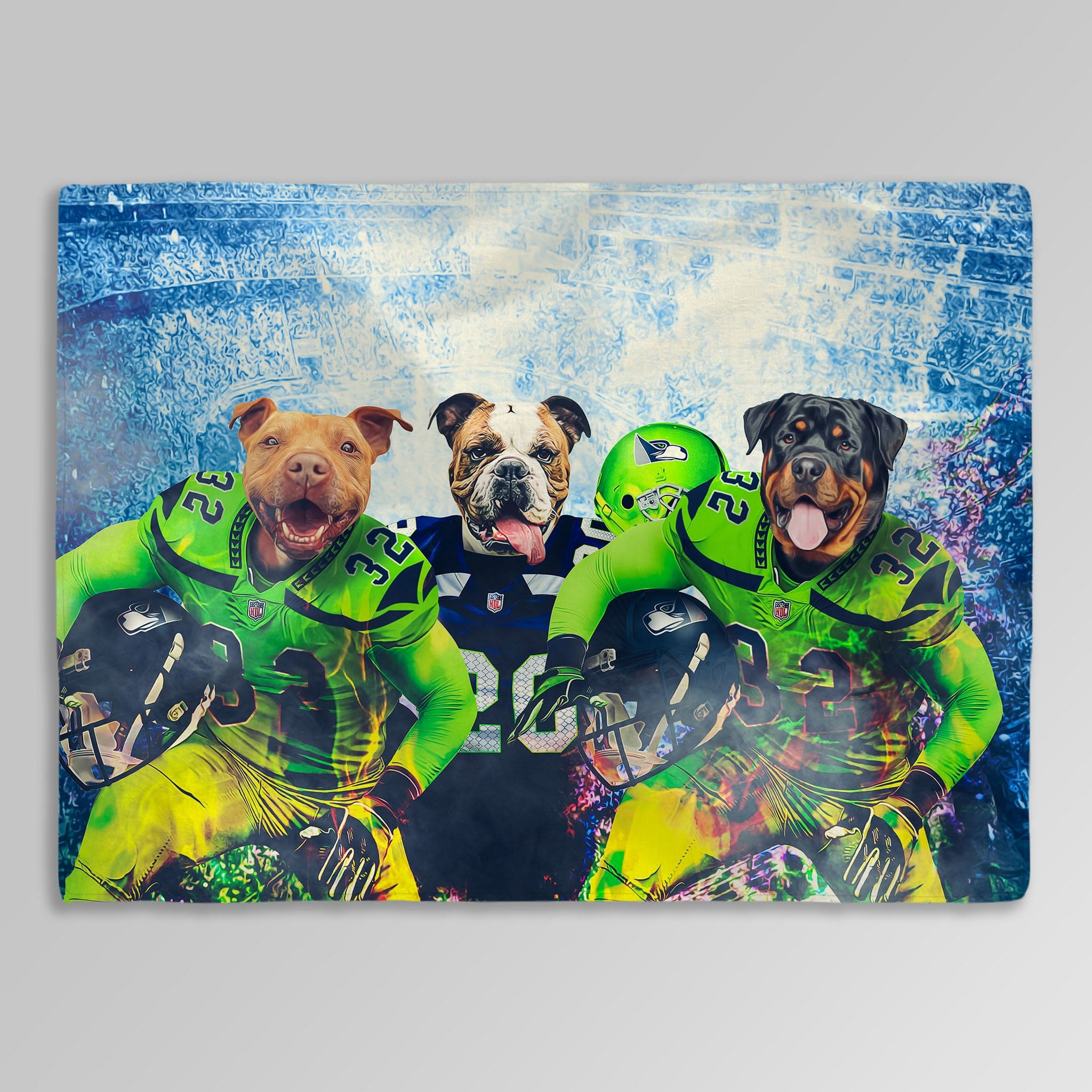 &#39;Seattle Doggos&#39; Personalized 3 Pet Blanket
