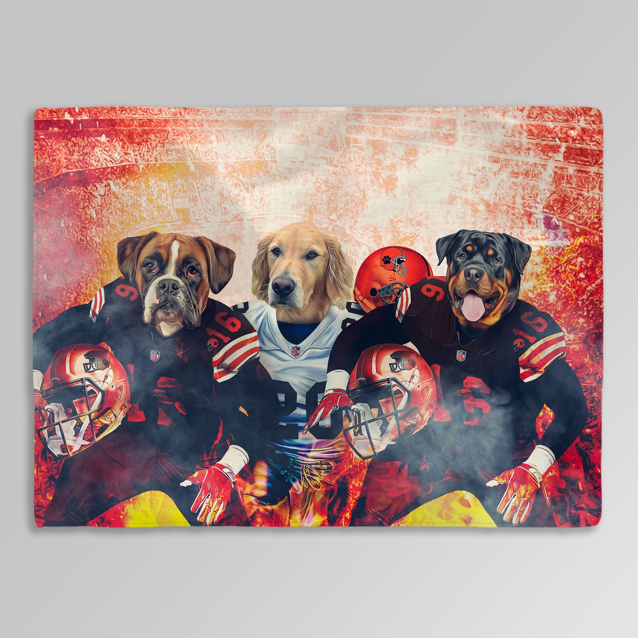 &#39;Cleveland Doggos&#39; Personalized 3 Pet Blanket