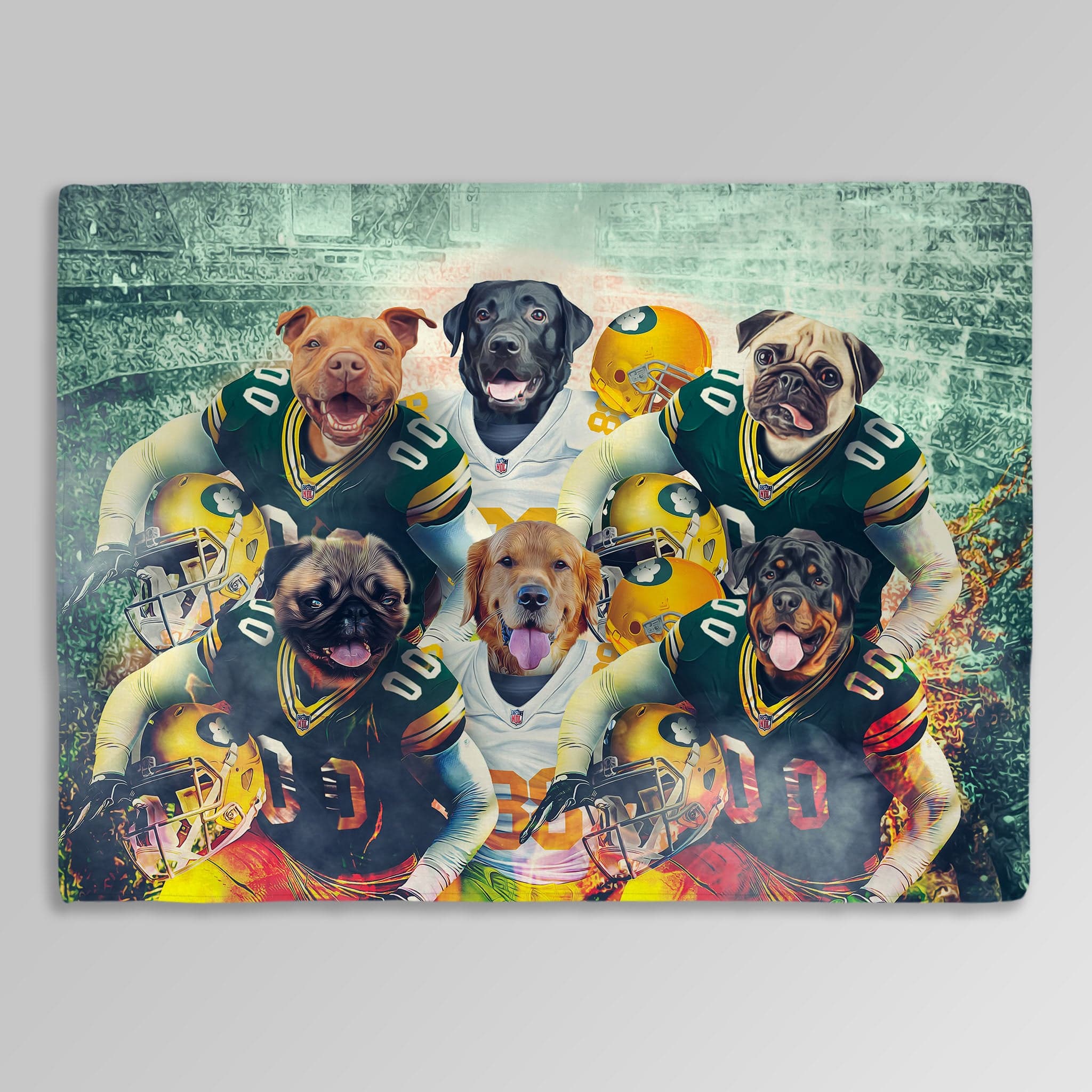 &#39;Green Bay Doggos&#39; Personalized 6 Pet Blanket