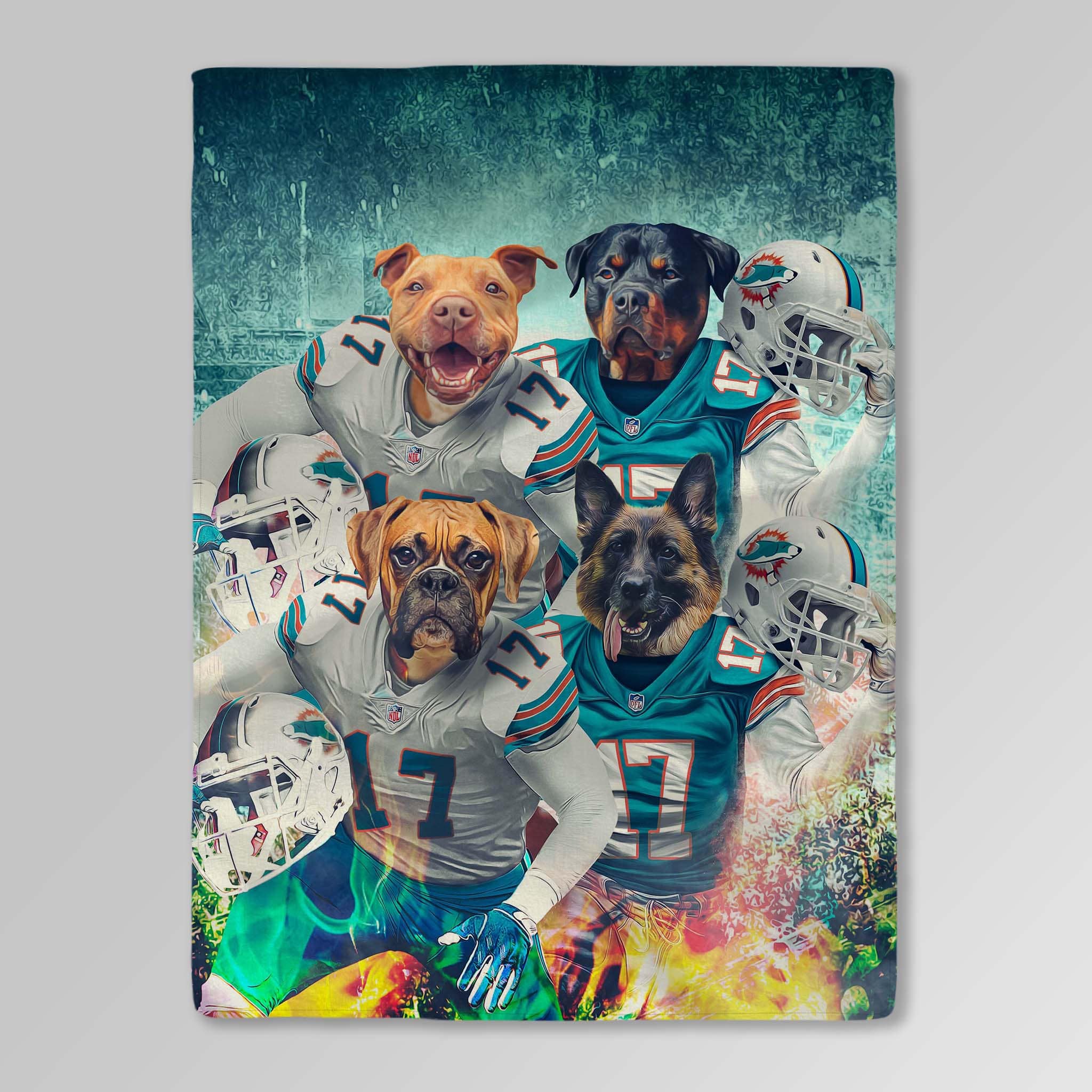 &#39;Miami Doggos&#39; Personalized 4 Pet Blanket