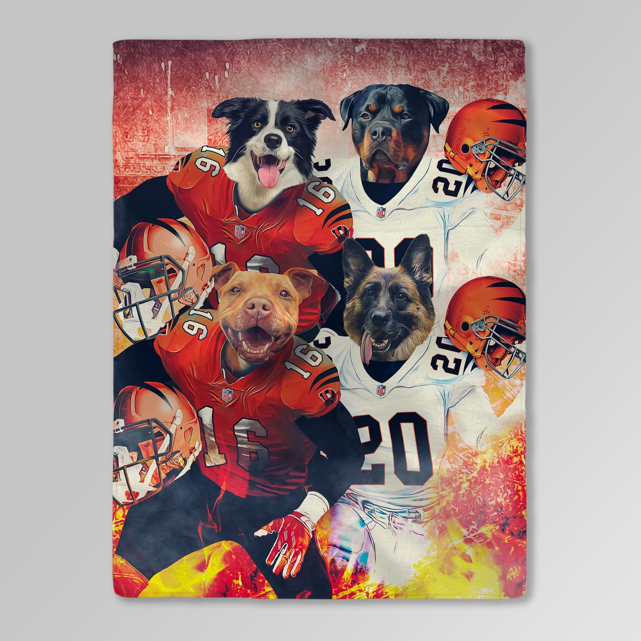 &#39;Cincinnati Doggos&#39; Personalized 4 Pet Blanket