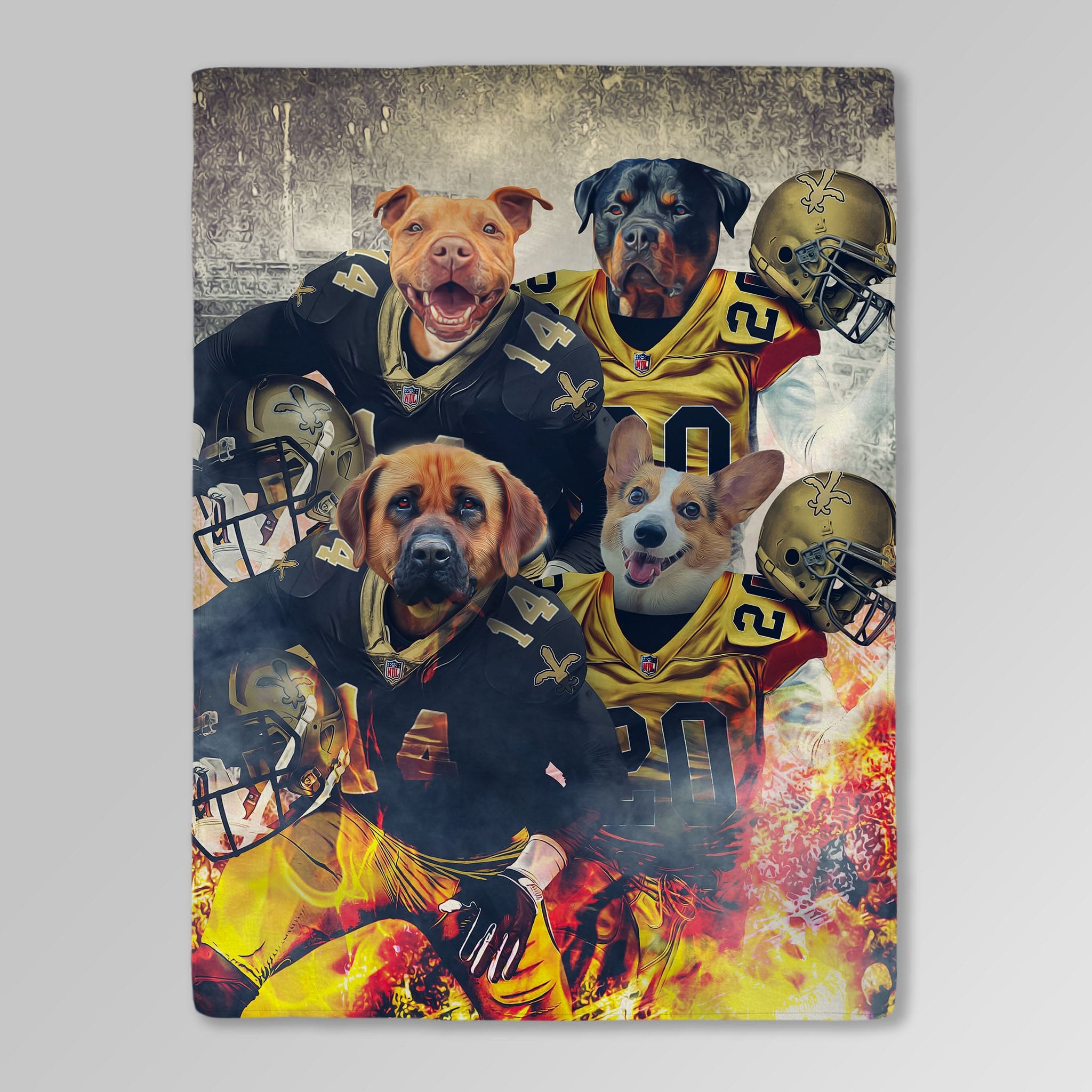 &#39;New Orleans Doggos&#39; Personalized 4 Pet Blanket