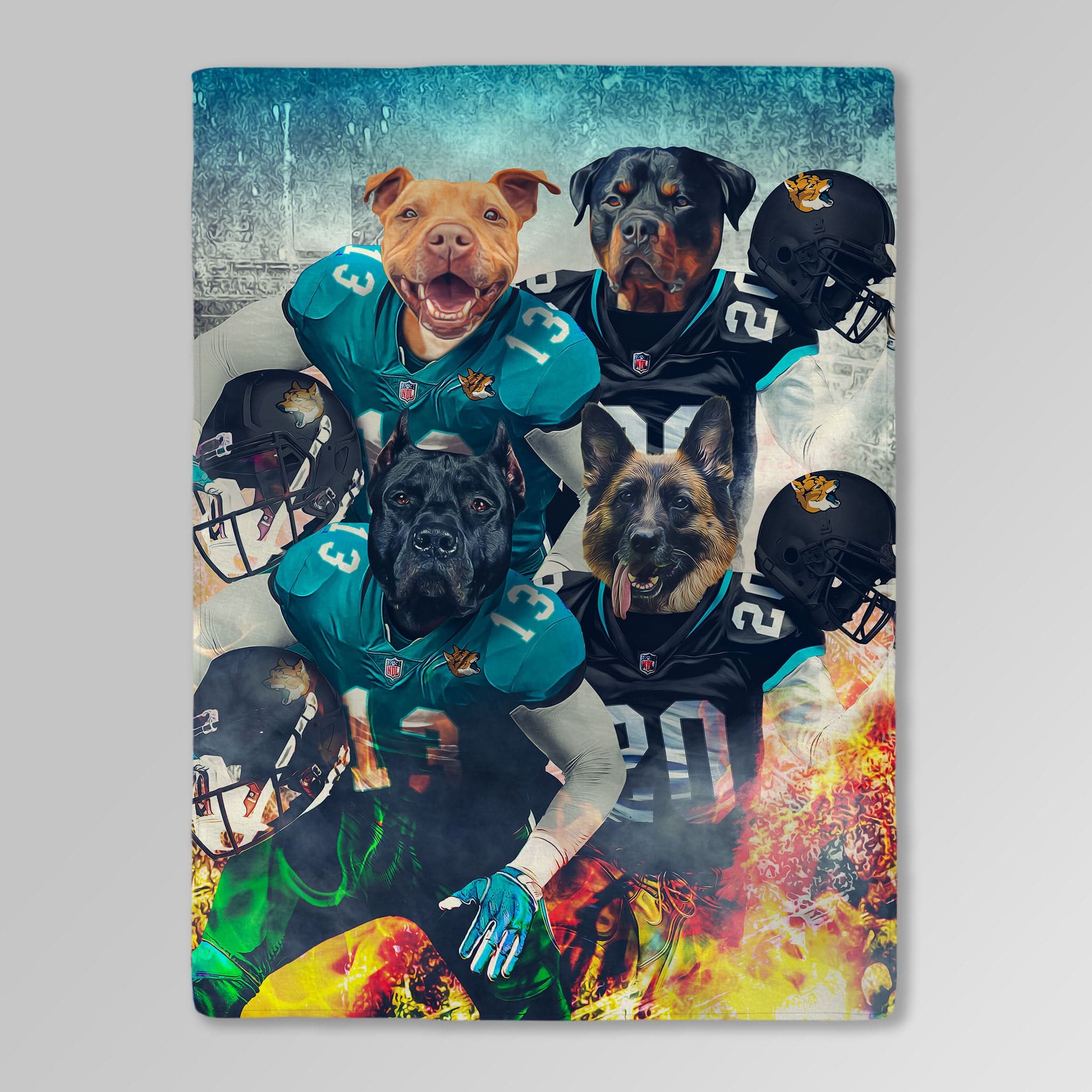 &#39;Jacksonville Doggos&#39; Personalized 4 Pet Blanket