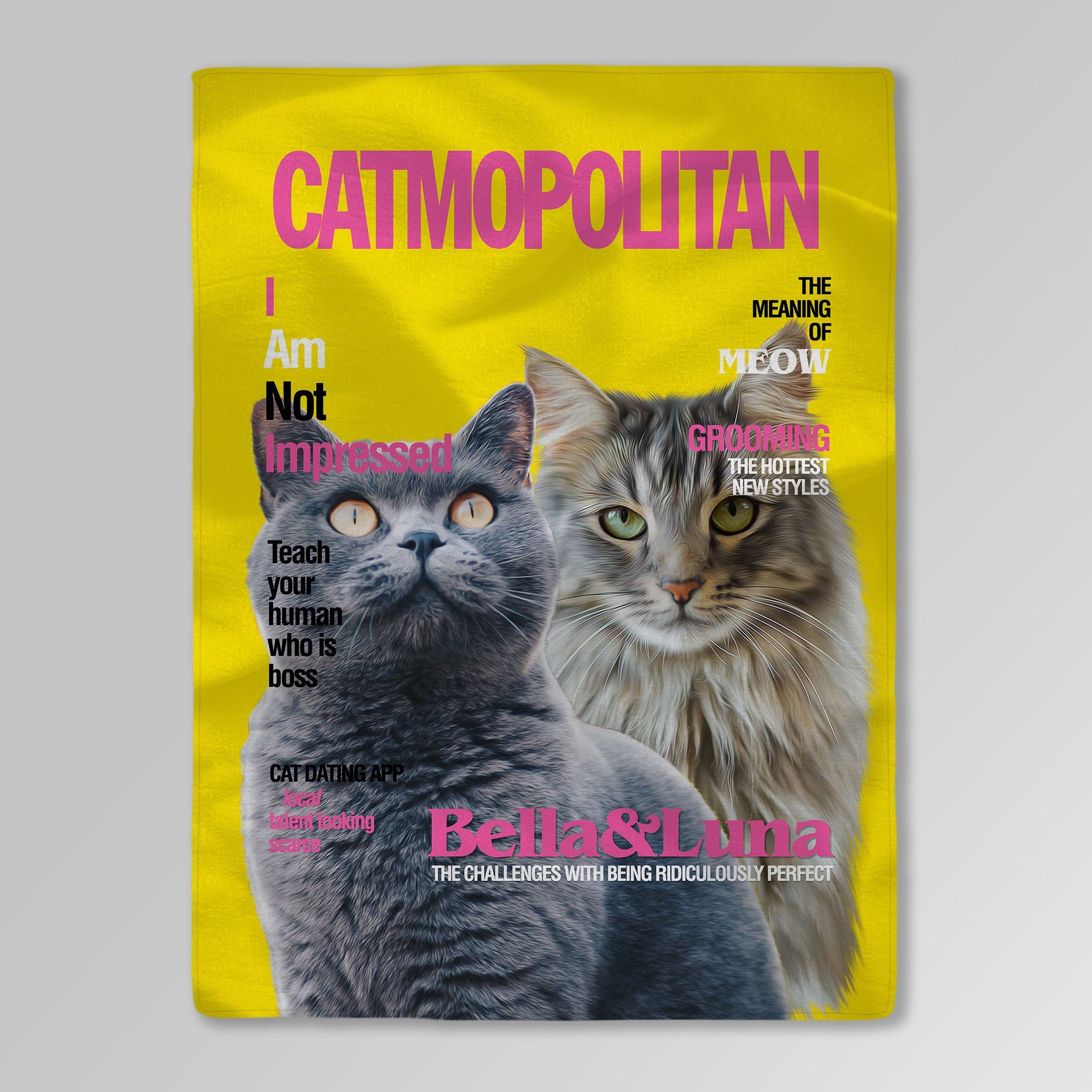 &#39;Catmopolitan&#39; Personalized 2 Pet Blanket