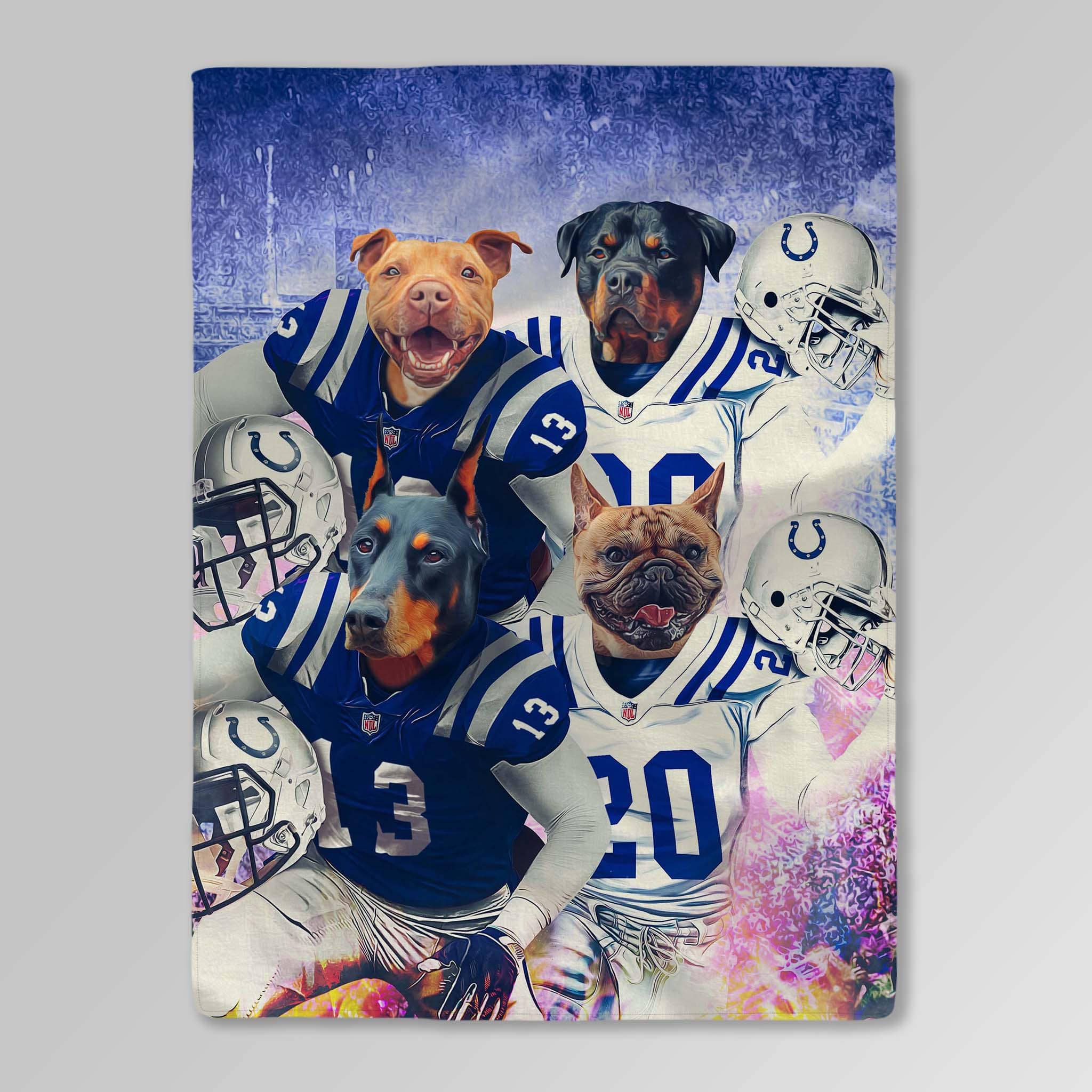 &#39;Indianapolis Doggos&#39; Personalized 4 Pet Blanket