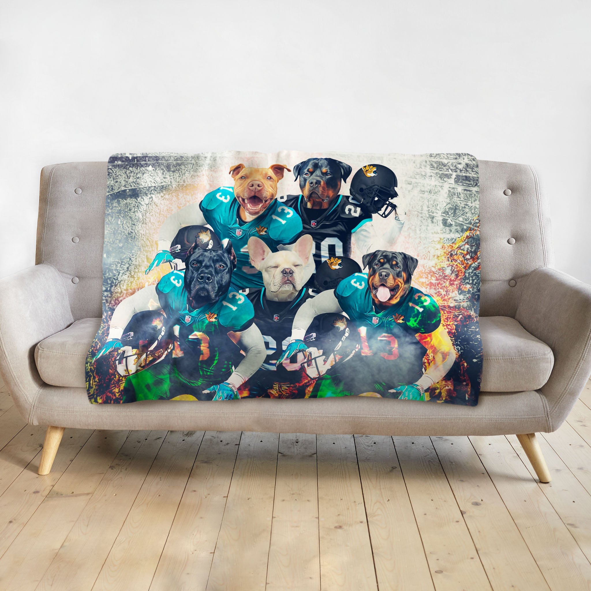 &#39;Jacksonville Doggos&#39; Personalized 5 Pet Blanket