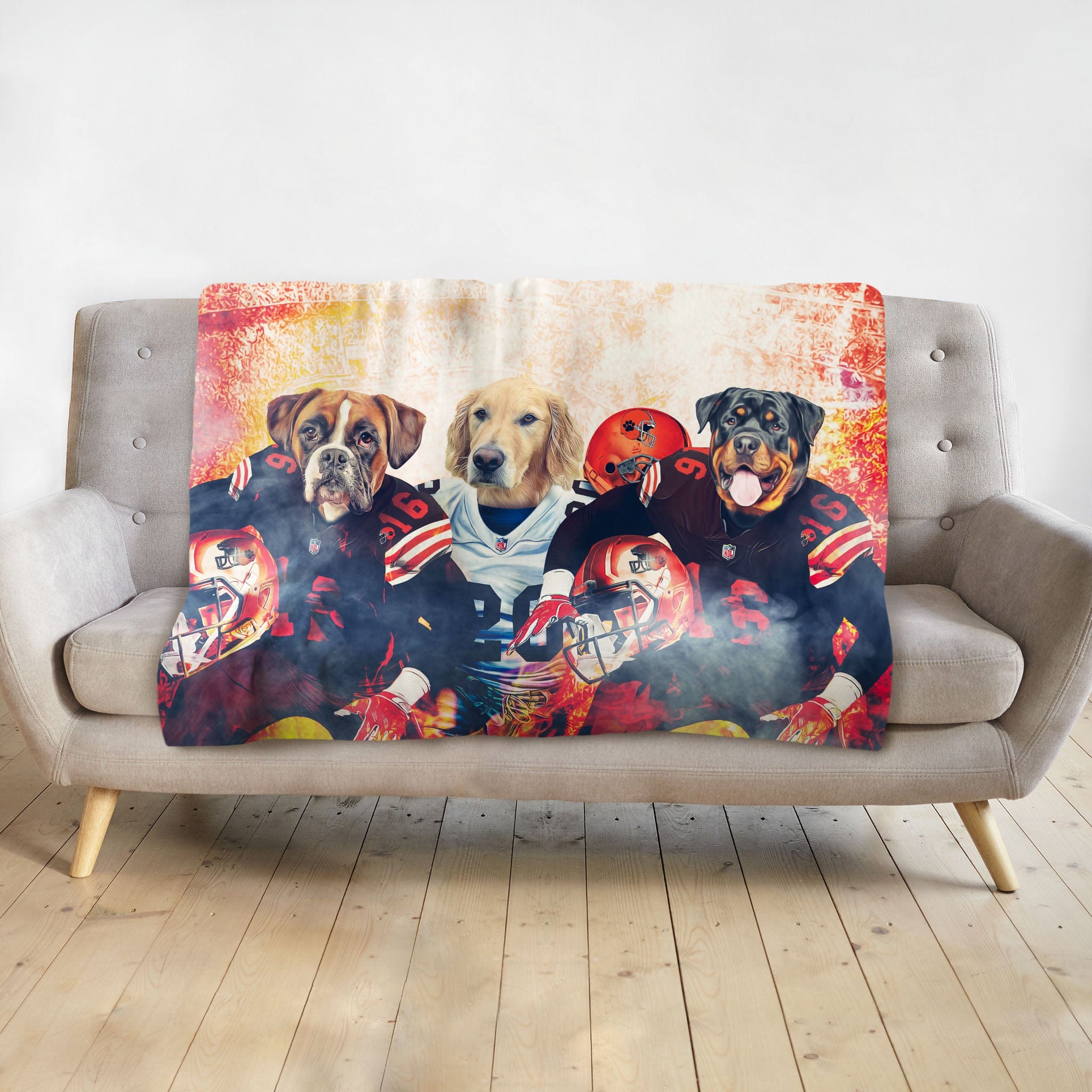 &#39;Cleveland Doggos&#39; Personalized 3 Pet Blanket