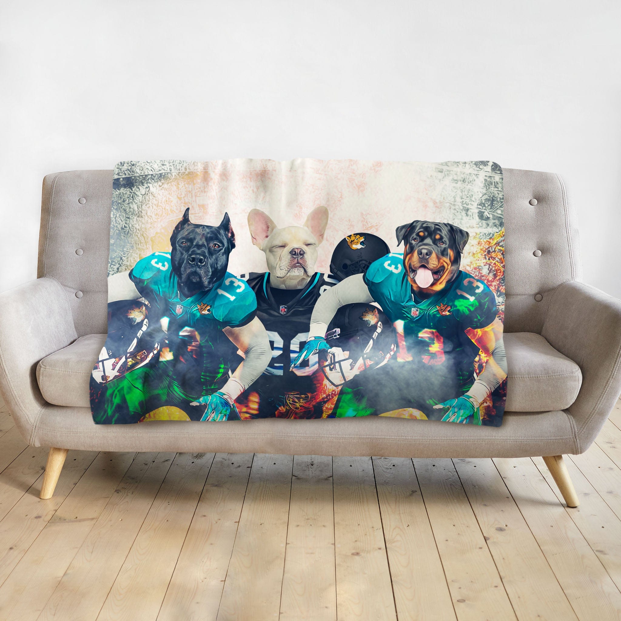 &#39;Jacksonville Doggos&#39; Personalized 3 Pet Blanket