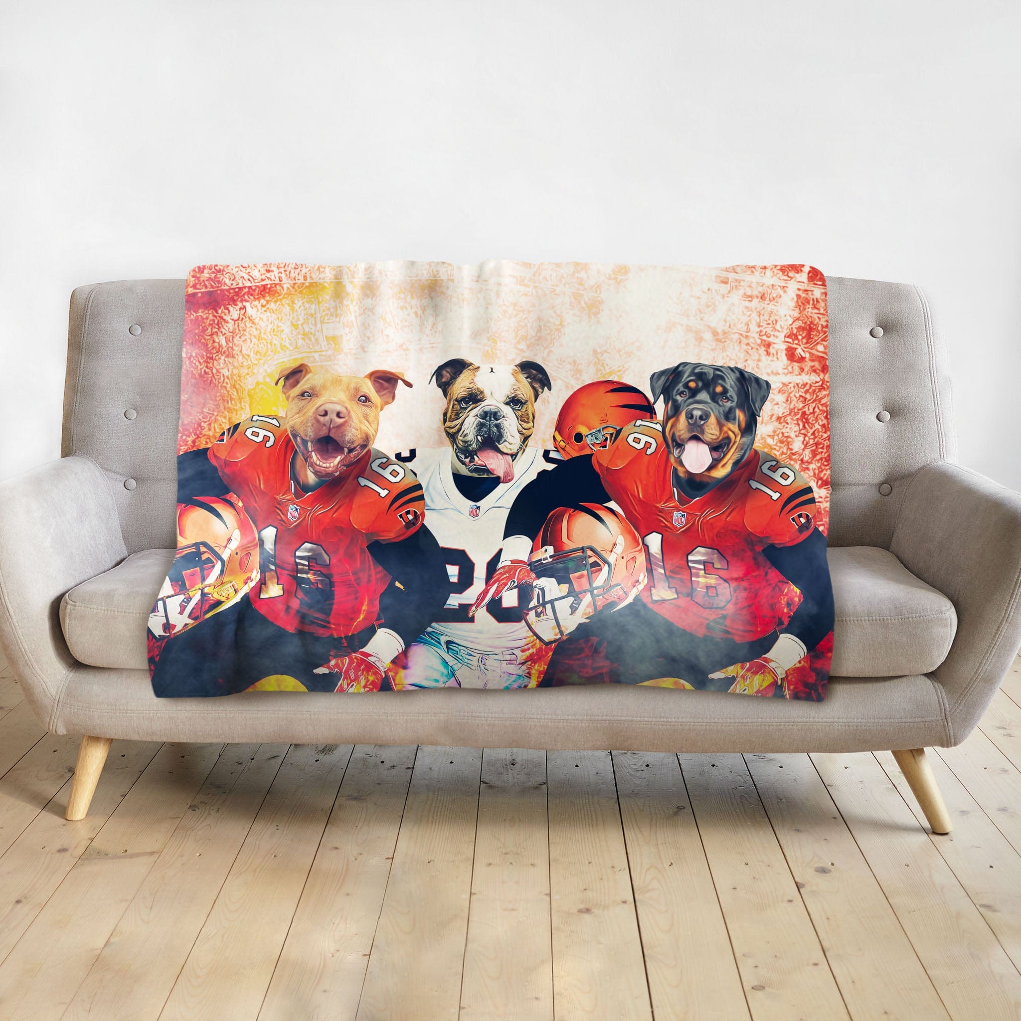 &#39;Cincinnati Doggos&#39; Personalized 3 Pet Blanket
