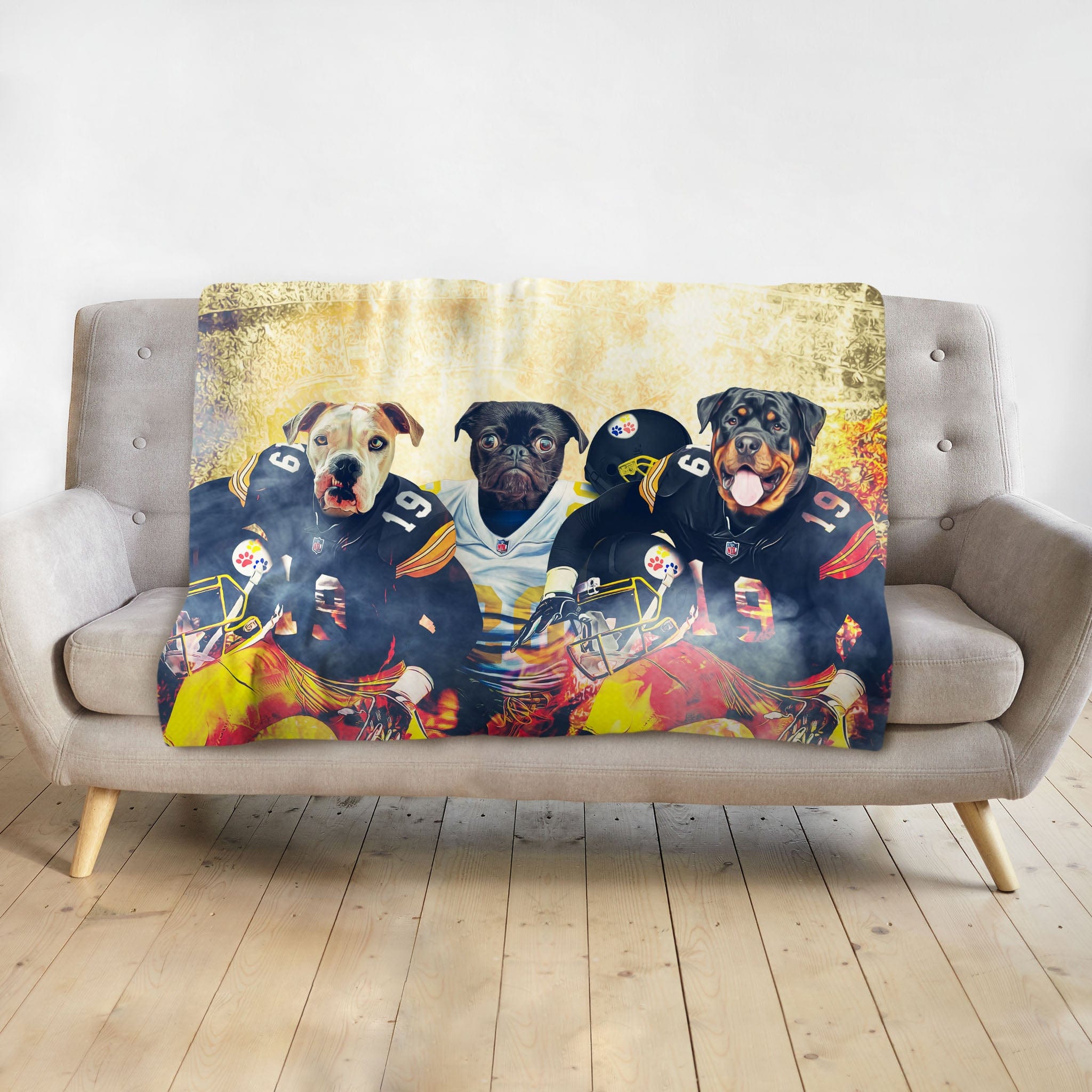 &#39;Pittsburgh Doggos&#39; Personalized 3 Pet Blanket
