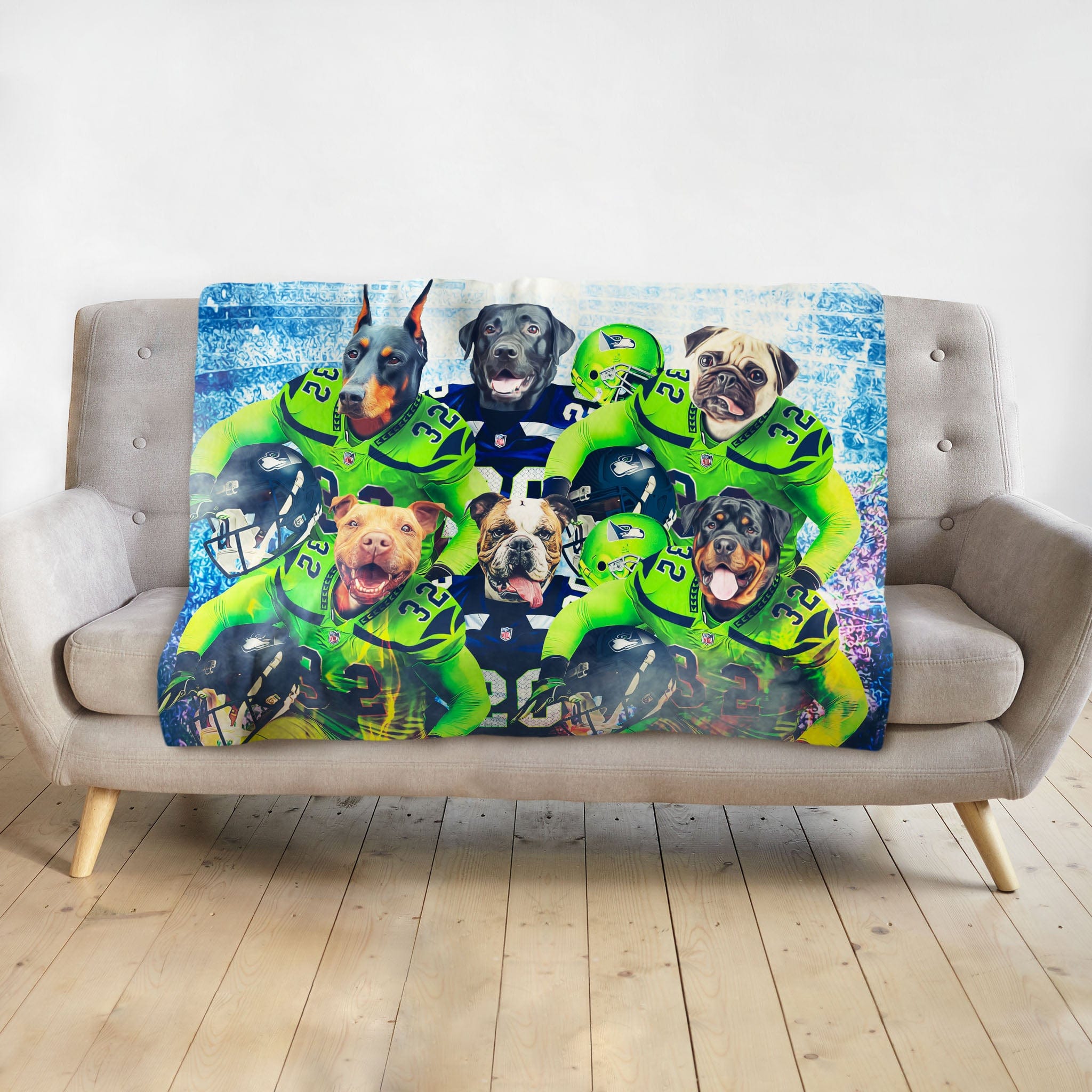 &#39;Seattle Doggos&#39; Personalized 6 Pet Blanket