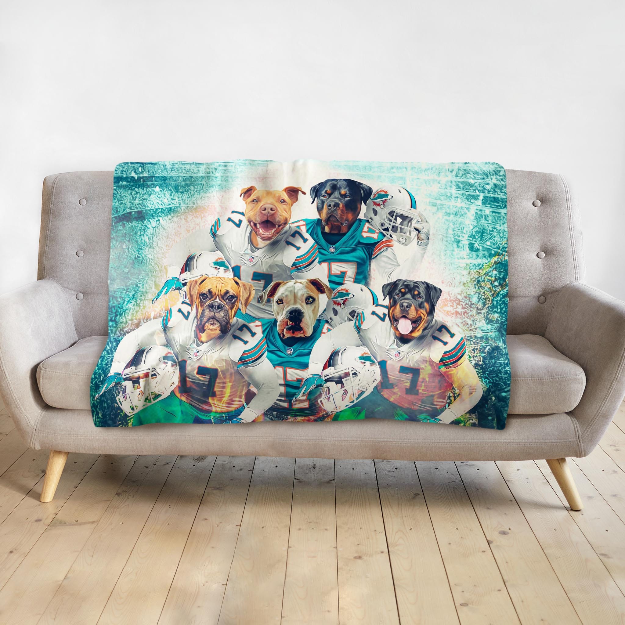 &#39;Miami Doggos&#39; Personalized 5 Pet Blanket
