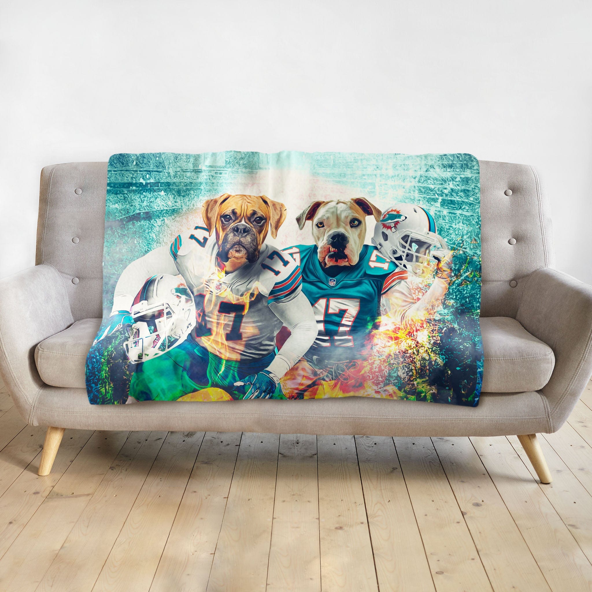 &#39;Miami Doggos&#39; Personalized 2 Pet Blanket
