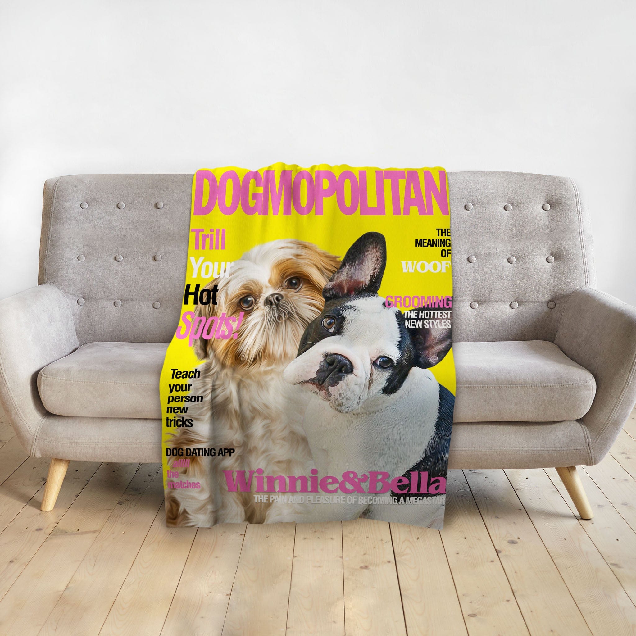 &#39;Dogmopolitan&#39; Personalized 2 Pet Blanket