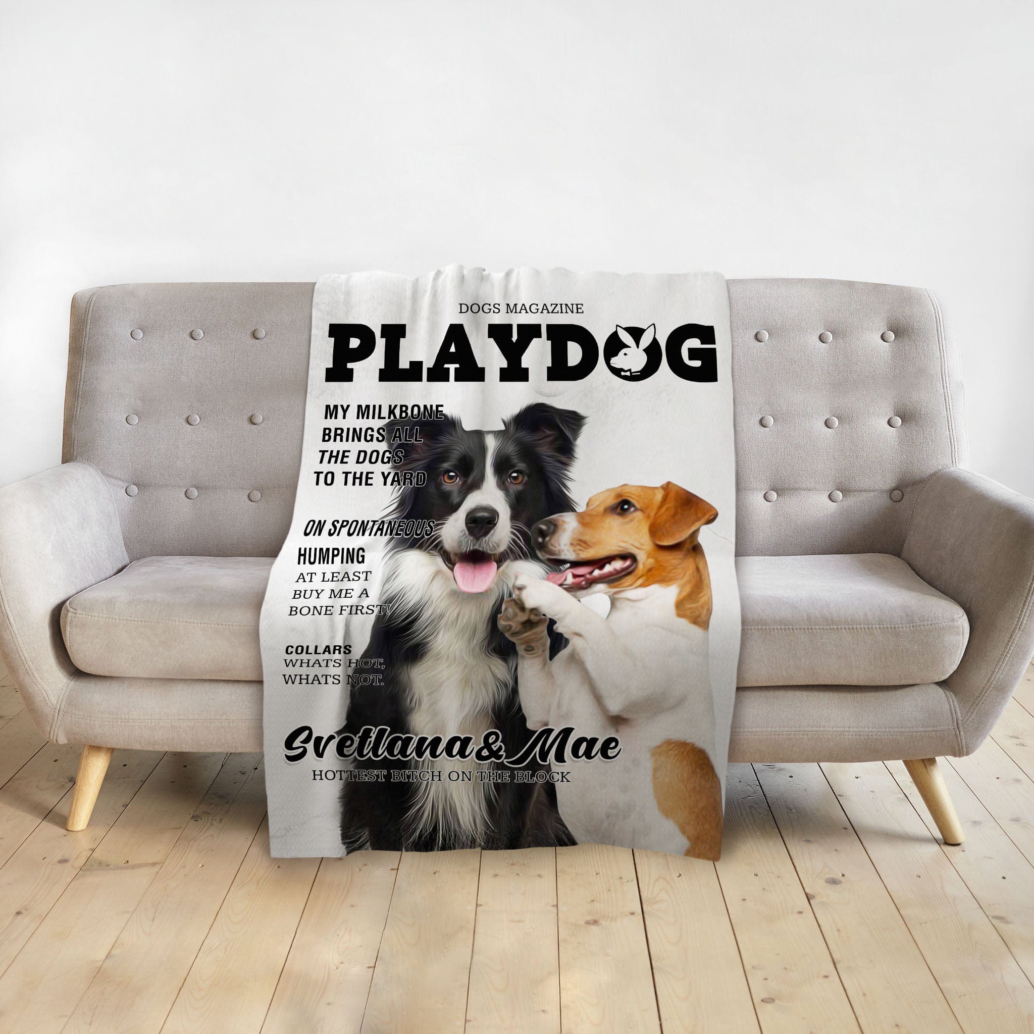 &#39;Playdog&#39; Personalized 2 Pet Blanket