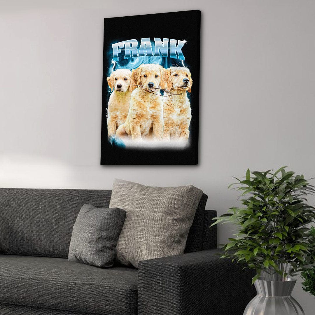 90&#39;s Bootleg (Electric Blue) Personalized Pet Canvas