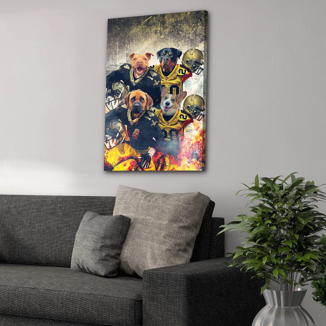 &#39;New Orleans Doggos&#39; Personalized 4 Pet Canvas