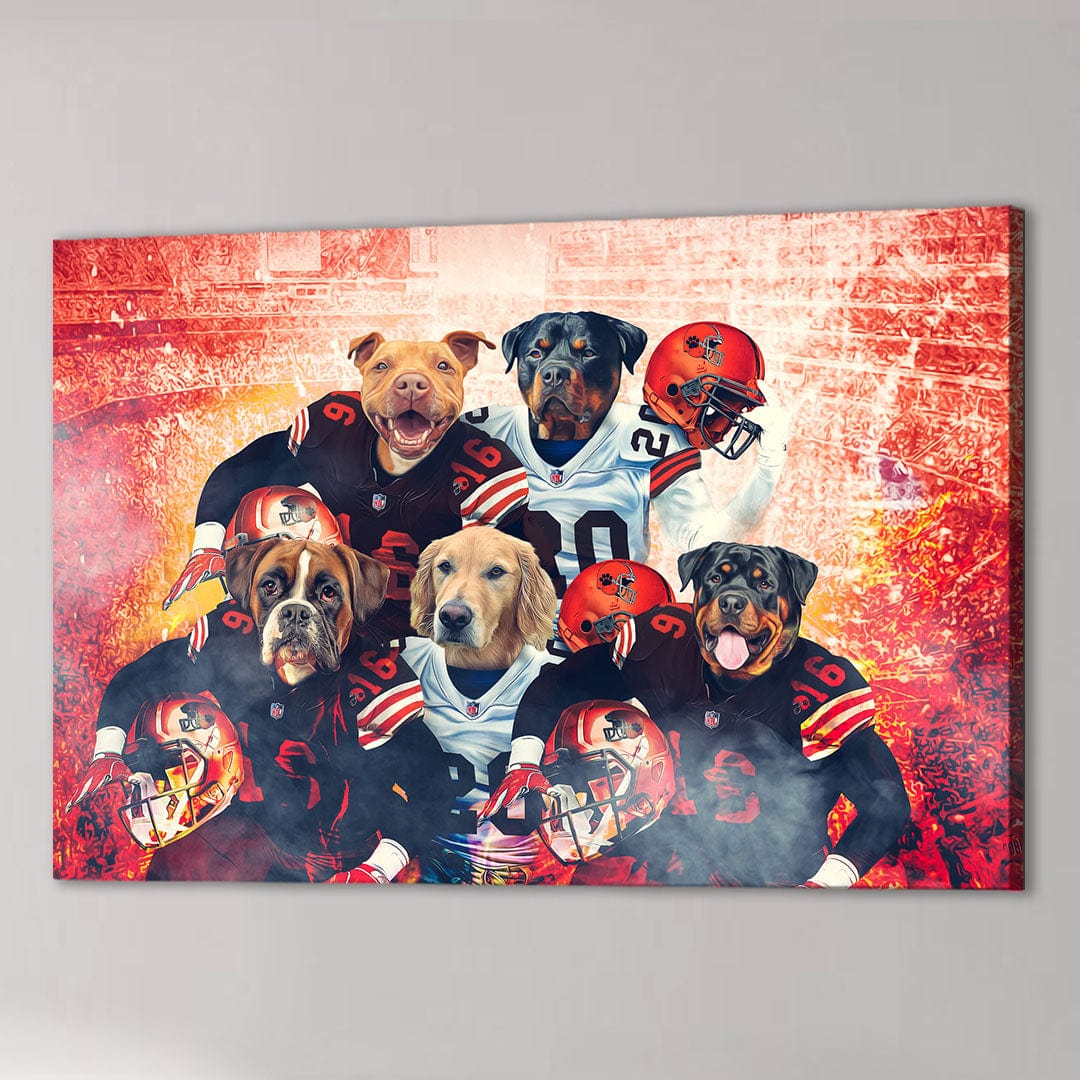 &#39;Cleveland Doggos&#39; Personalized 5 Pet Canvas