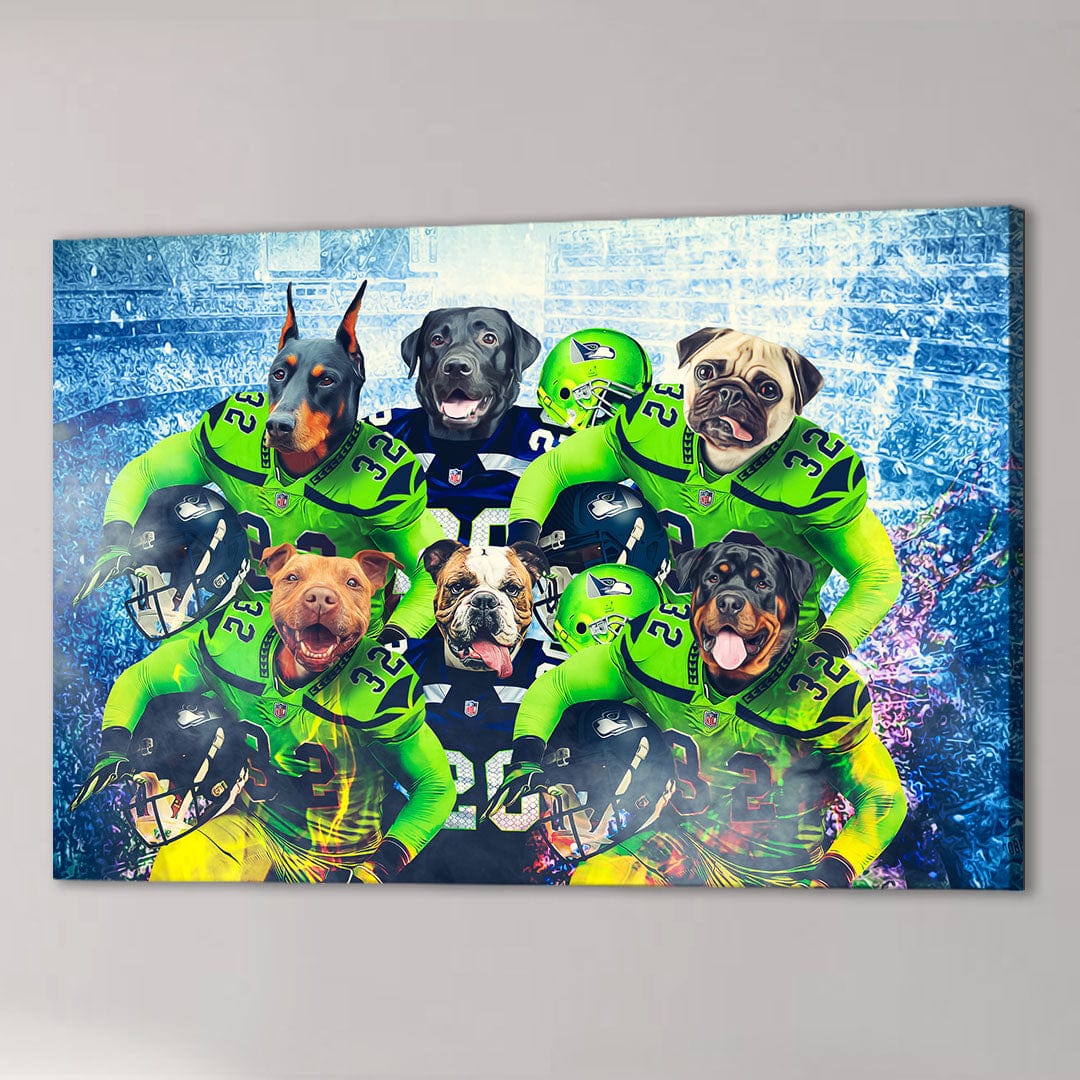 &#39;Seattle Doggos&#39; Personalized 6 Pet Canvas