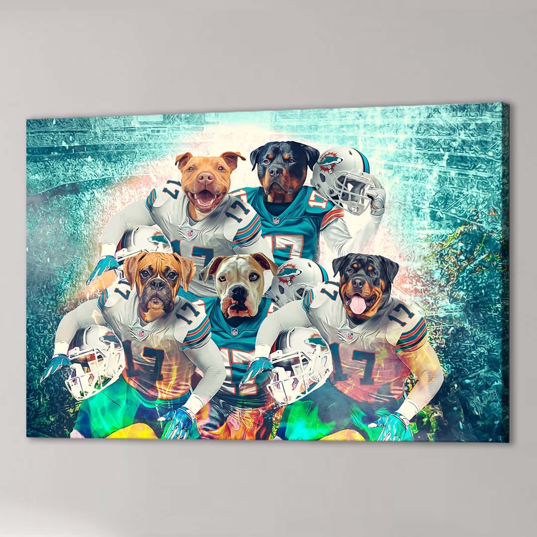 &#39;Miami Doggos&#39; Personalized 5 Pet Canvas