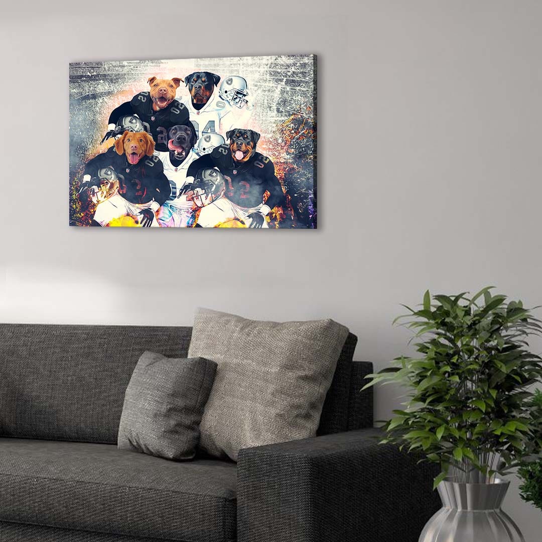 &#39;Oakland Doggos&#39; Personalized 5 Pet Canvas