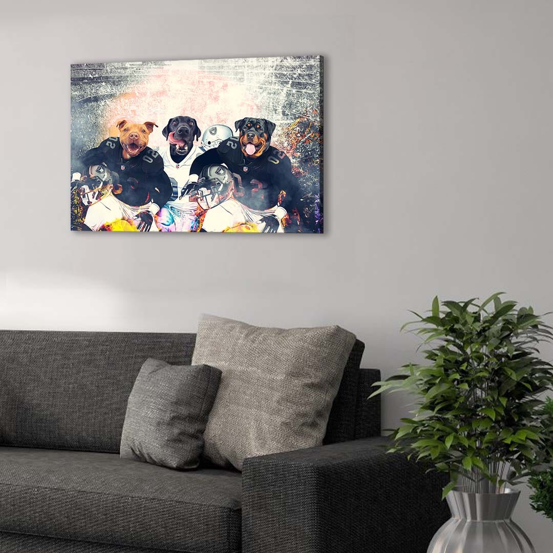 &#39;Oakland Doggos&#39; Personalized 3 Pet Canvas