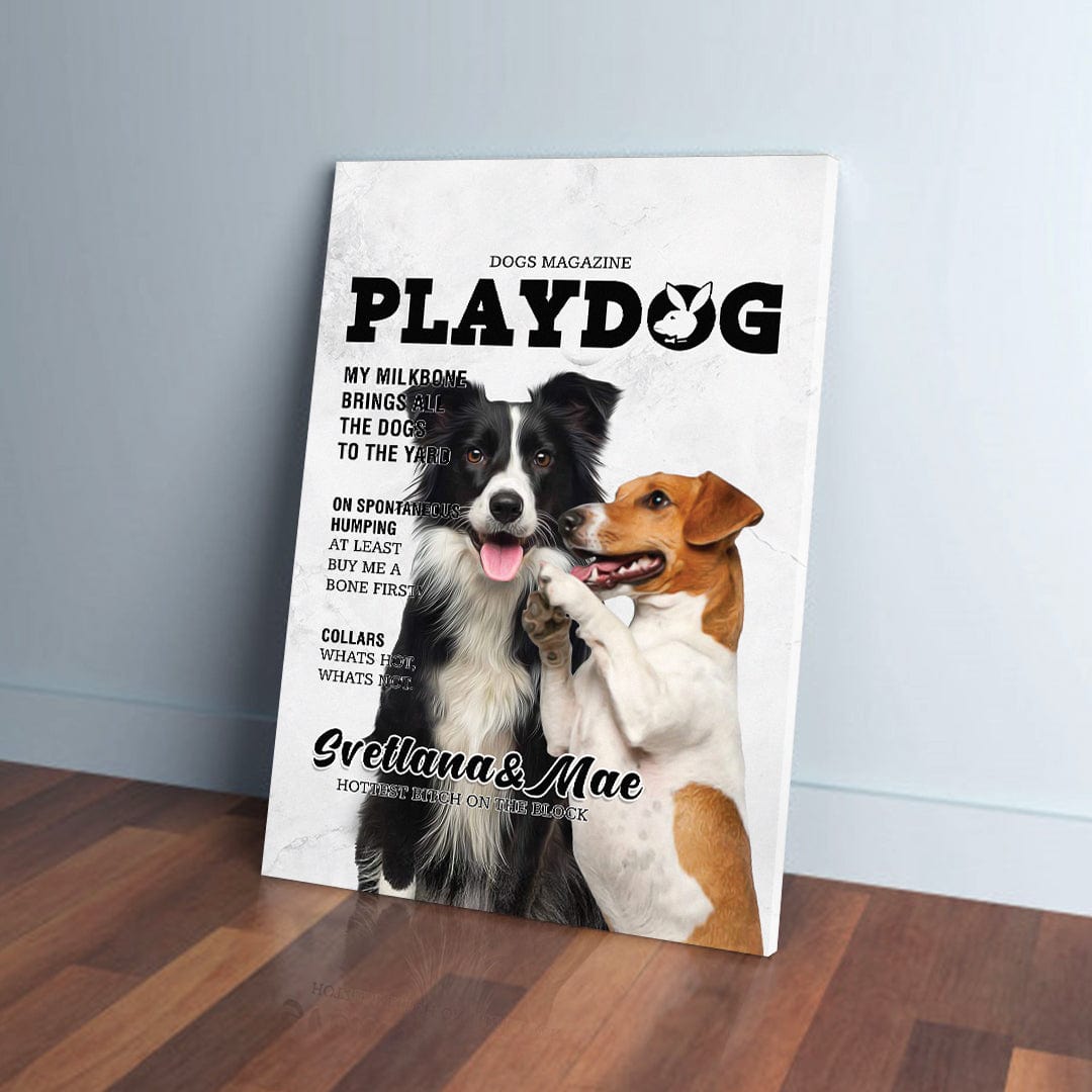 Lienzo personalizado para 2 mascotas &#39;Playdog&#39;