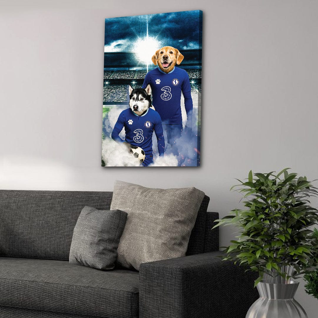 &#39;Chelsea Doggos Football&#39; Personalized 2 Pet Canvas
