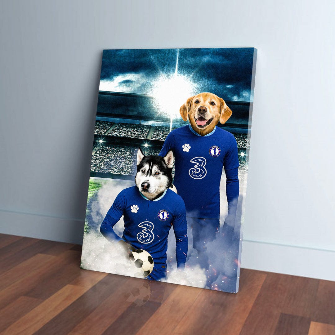 &#39;Chelsea Doggos Football&#39; Personalized 2 Pet Canvas