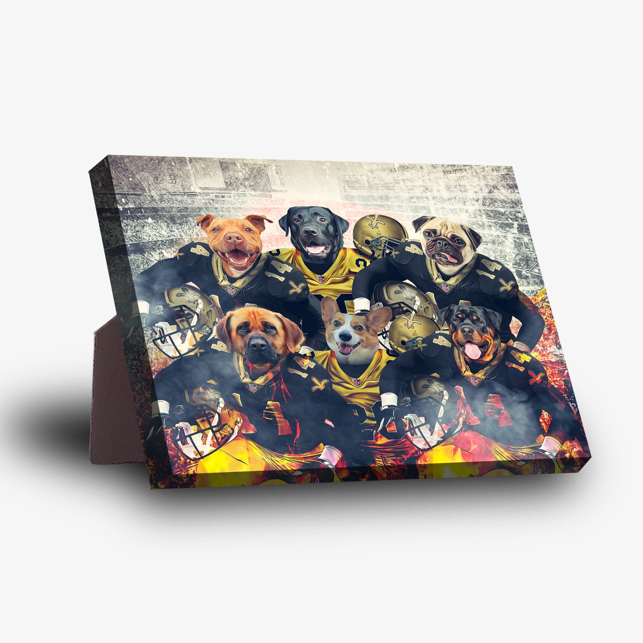 &#39;New Orleans Doggos&#39; Personalized 6 Pet Standing Canvas