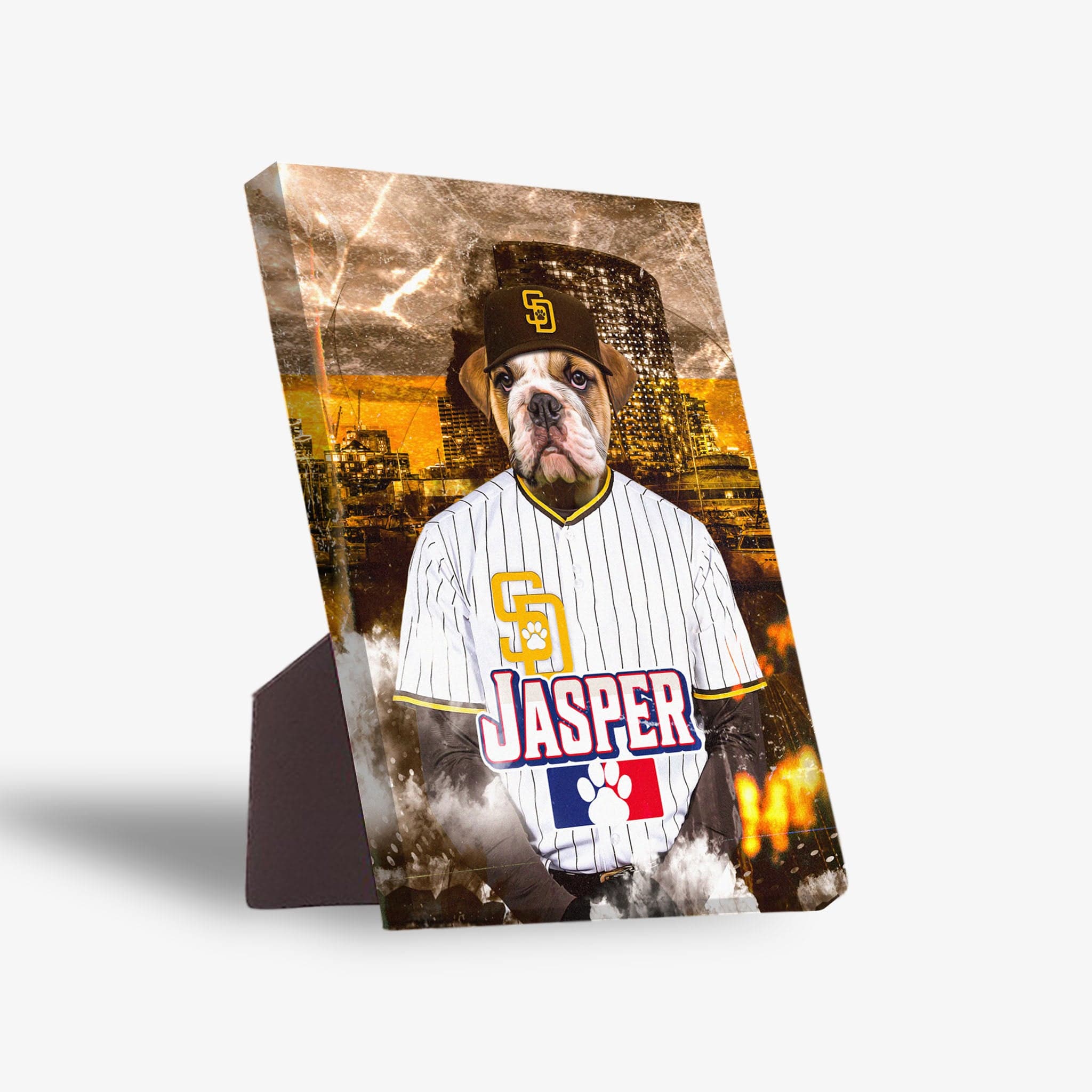 &#39;San Doggo Padres&#39; Personalized Pet Standing Canvas