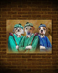 'The Golfers' Personalized 3 Pet Mini Portrait