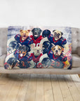 Personalized blanket with six dogs in Houston football uniforms.