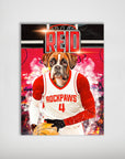 Personalized 'Houston Rockpaws' poster featuring a boxer dog in a red and white basketball jersey holding a ball.