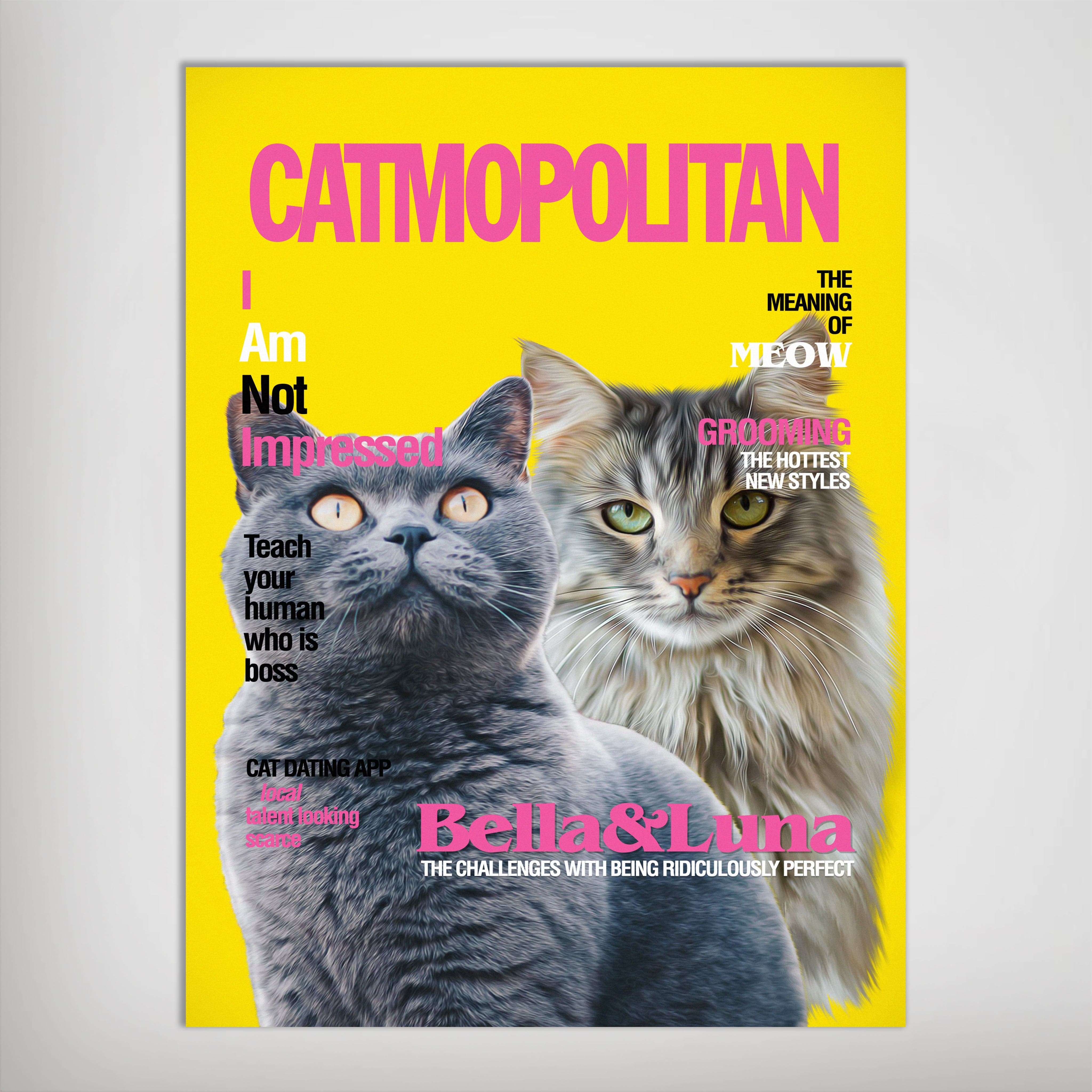 Póster personalizado para 2 mascotas &#39;Catmopolitan&#39;
