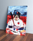 Personalized Minnesota Twins Doggos canvas featuring a dog in a baseball uniform with a bat.