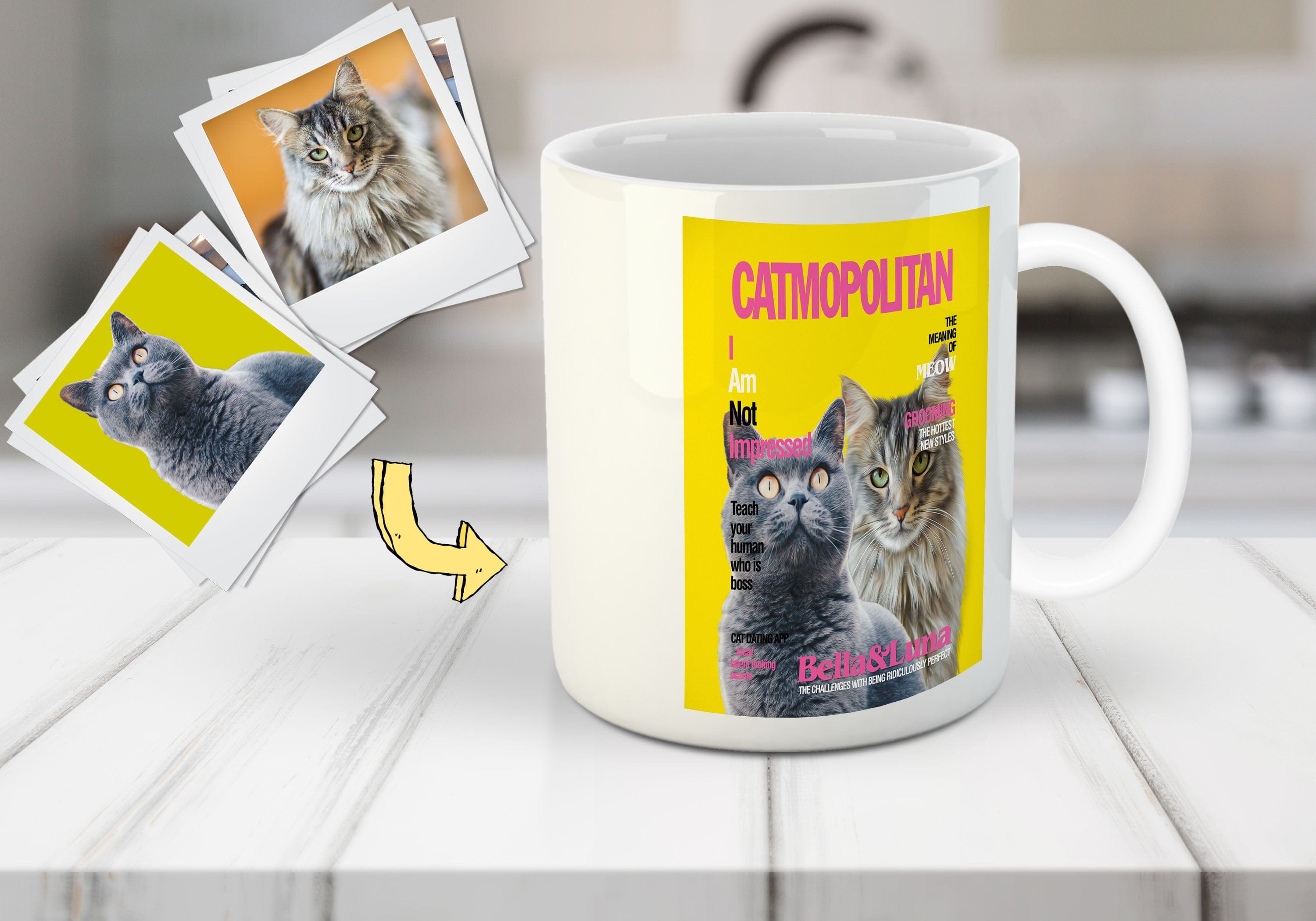 &#39;Catmopolitan&#39; Custom 2 Pets Mug