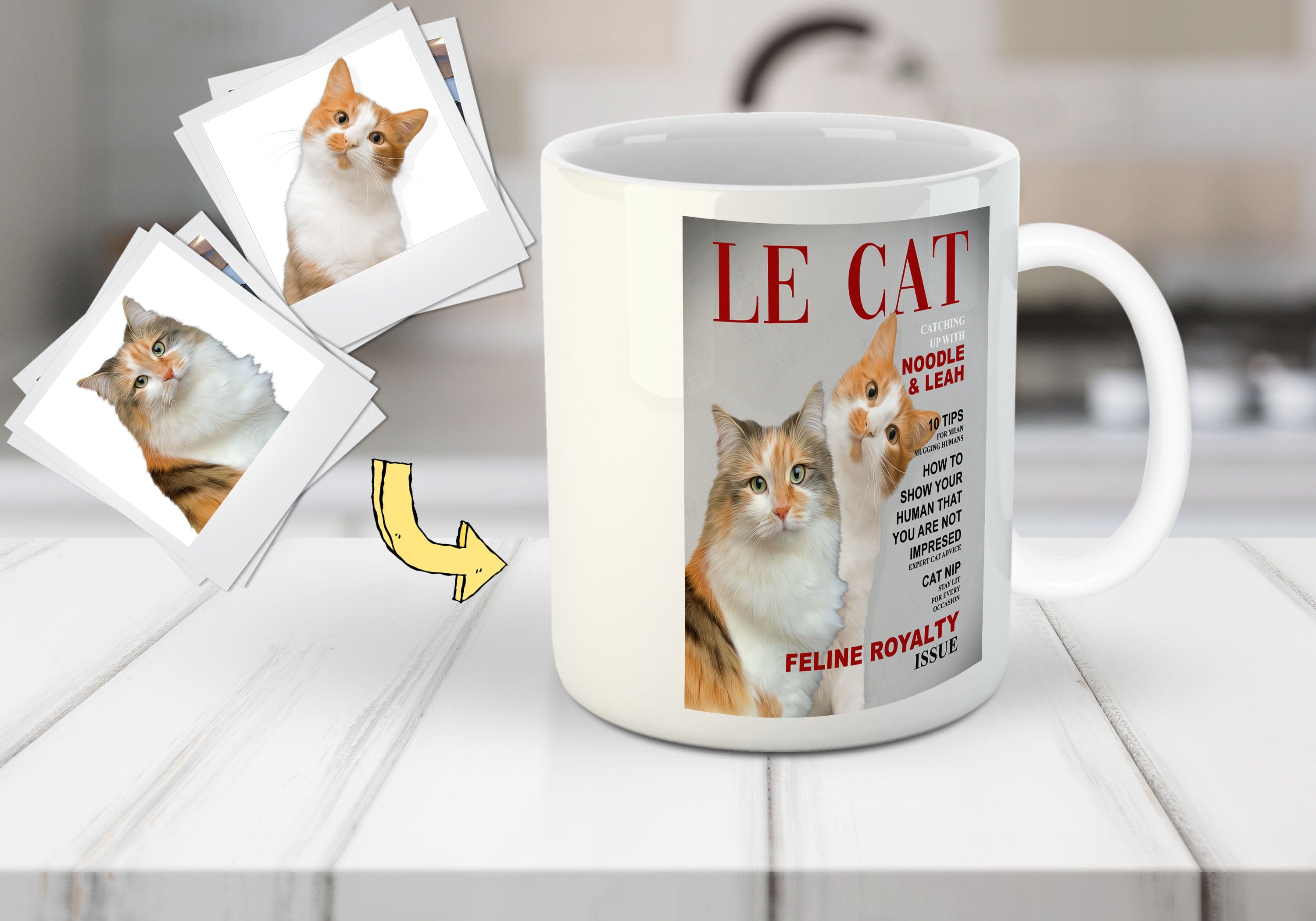 &#39;Le Cat&#39; Custom 2 Pets Mug