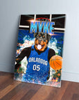 Personalized 'Orlandog Magic' canvas featuring a Rottweiler in a blue basketball jersey holding a ball.