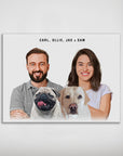 Personalized Modern 2 Pet & Humans Mini Portrait