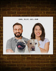 Personalized Modern 2 Pet & Humans Mini Portrait