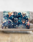 Personalized pet blanket featuring six dogs in Philadelphia Eagles football uniforms.
