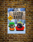 'South Bark' Personalized 2 Pet Mini Portrait