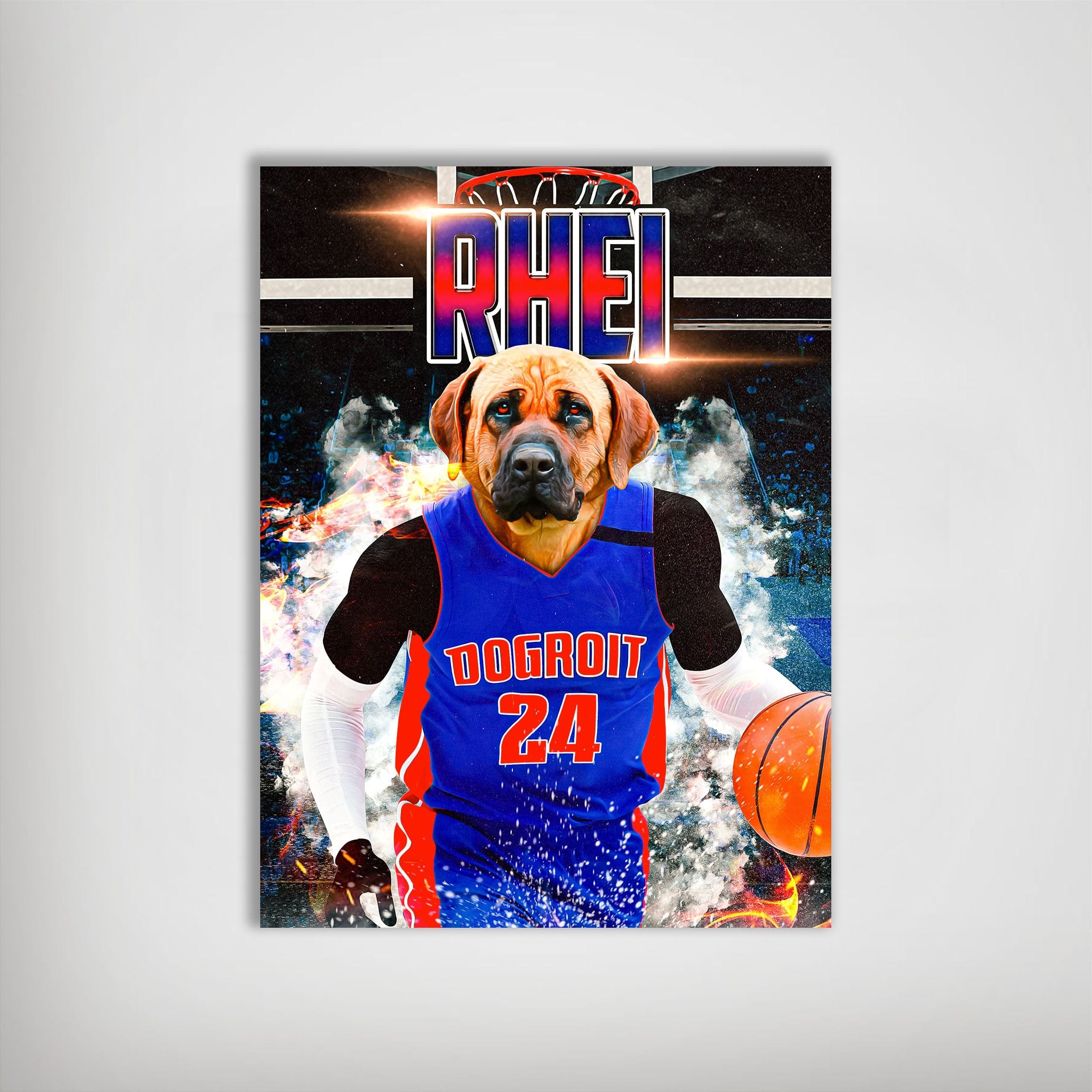 &#39;Dogtroit Pistons&#39; Personalized Dog Poster