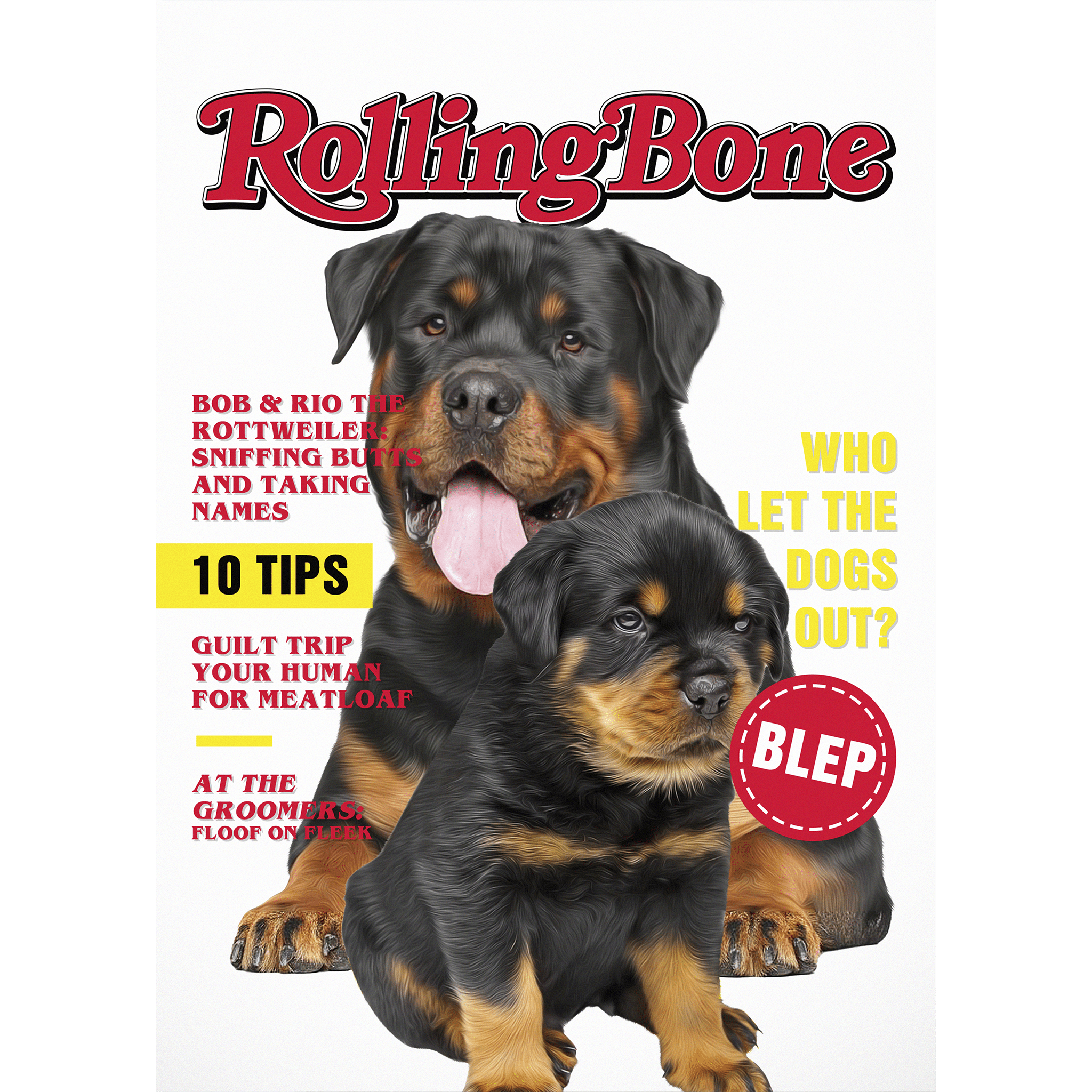 &#39;Rolling Bone&#39; 2 Pet Digital Portrait