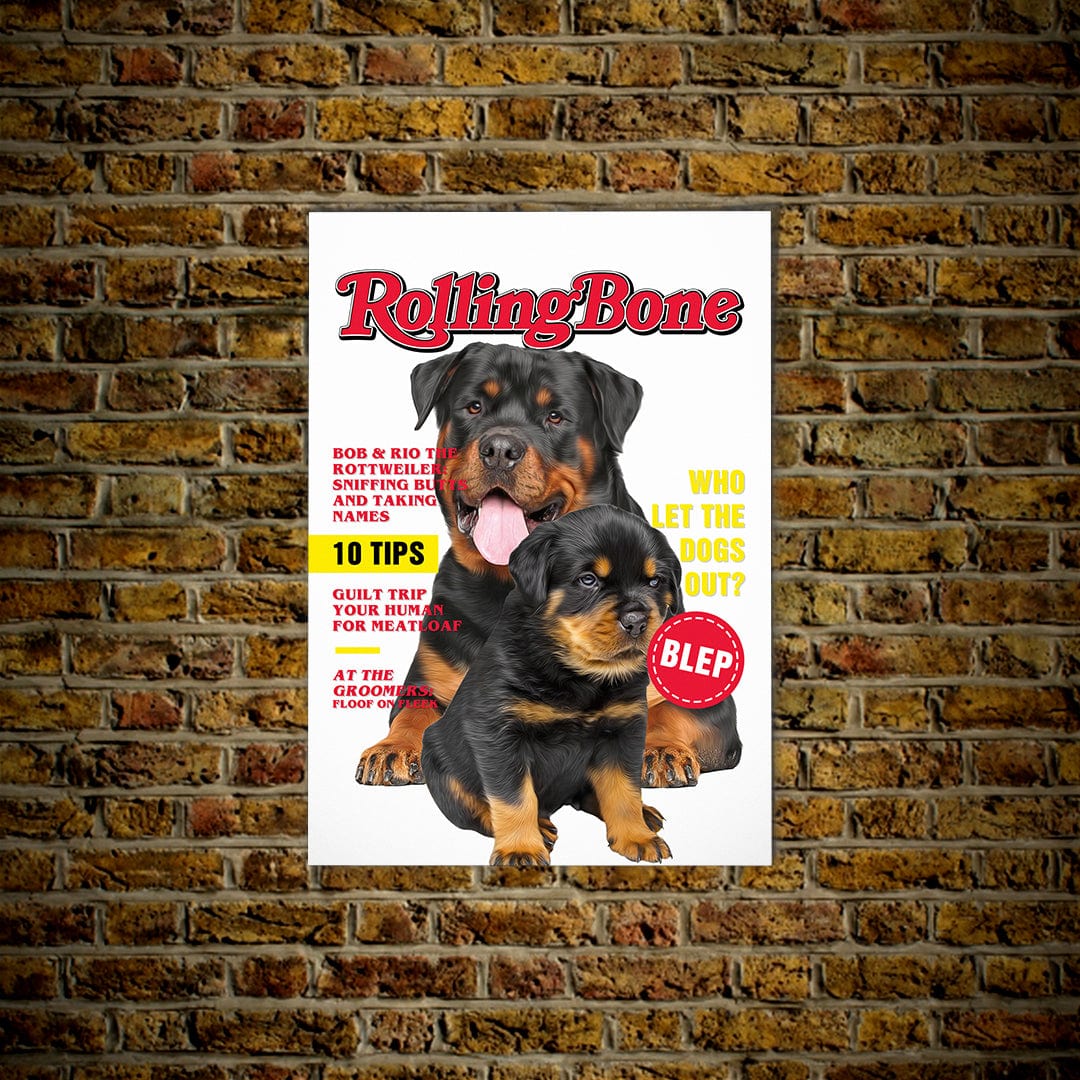Póster personalizado para 2 mascotas &#39;Rolling Bone&#39;